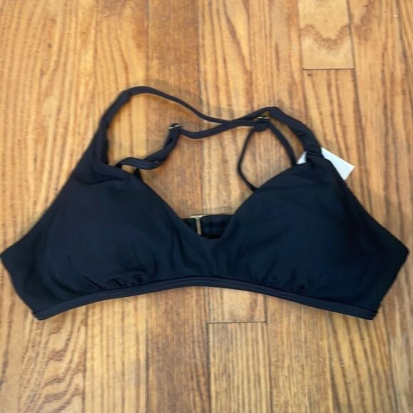 Andie The Valencia Ribbed Bikini Top Swimsuit Black size Large NWT - Picture 4 of 6